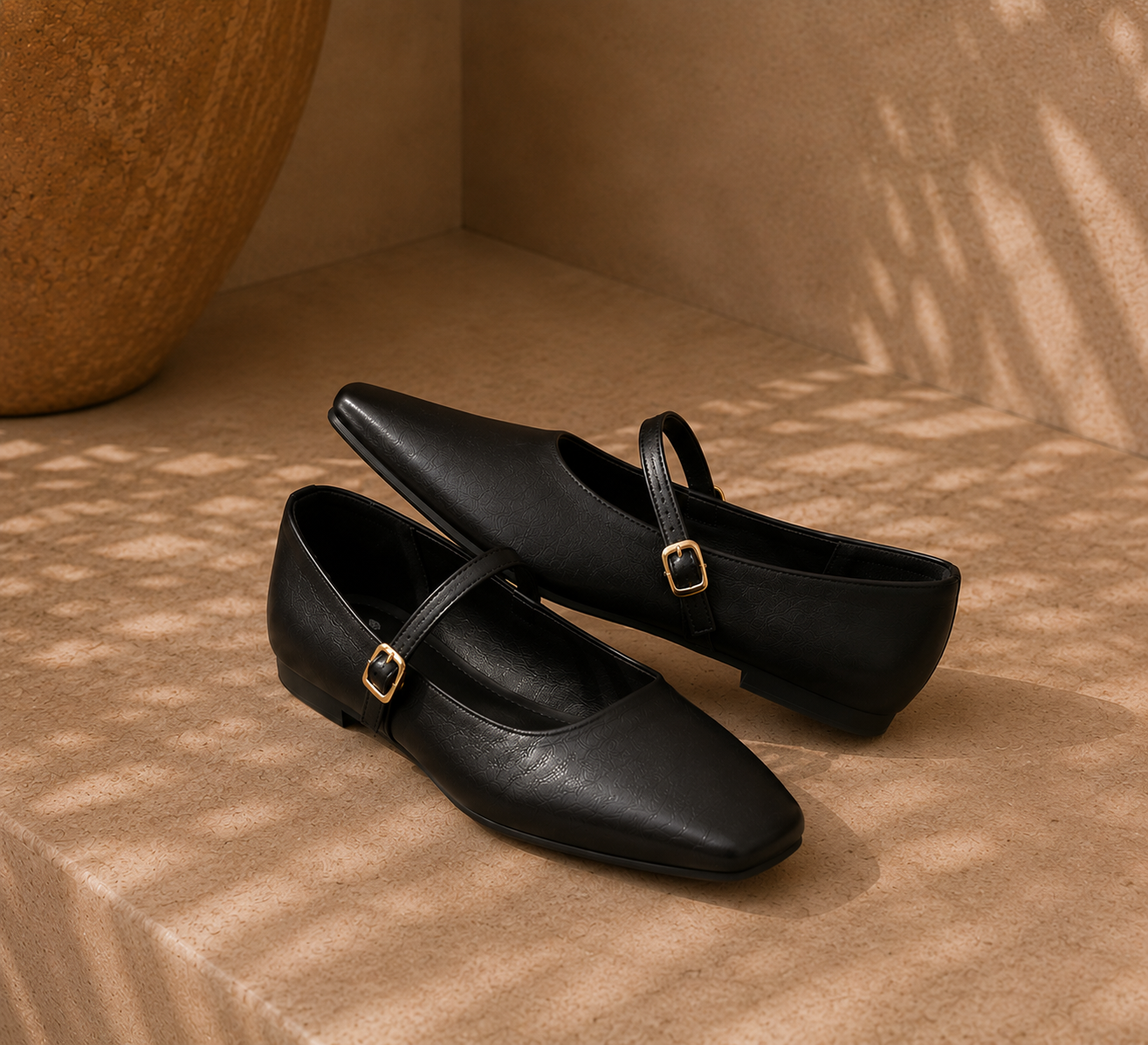 Ballerines Élégance Parisienne – Bride Dorée & Finition Minimaliste