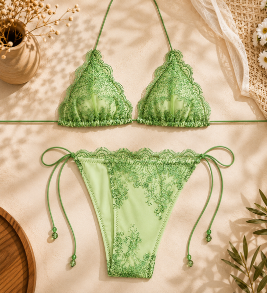 Maillot de Bain Dentelle Bohème Chic – Bikini Féminin & Élégant Été