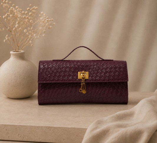Sac “Élégance Tressée” – Sac Bohème Chic Bordeaux