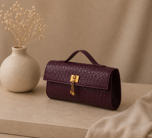 Sac “Élégance Tressée” – Sac Bohème Chic Bordeaux
