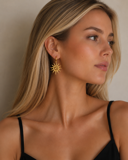 Boucles d’Oreilles Soleil – Acier Inoxydable Doré & Argenté