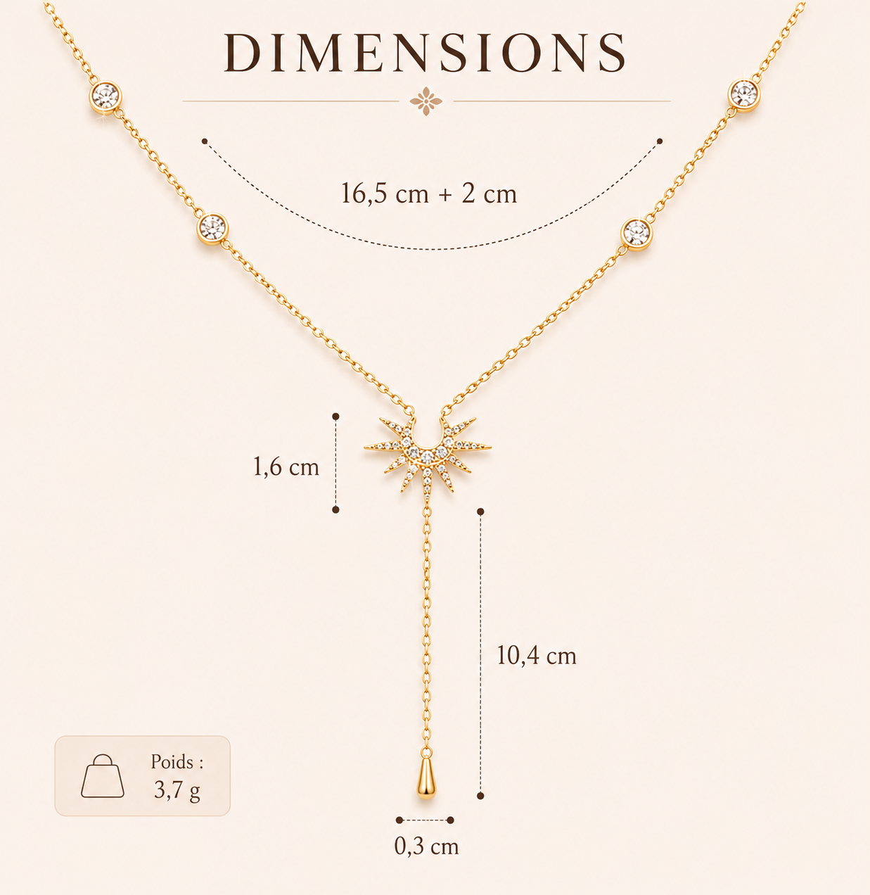 Collier Lune & Soleil – Acier Inoxydable Doré & Argenté