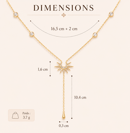 Collier Lune & Soleil – Acier Inoxydable Doré & Argenté
