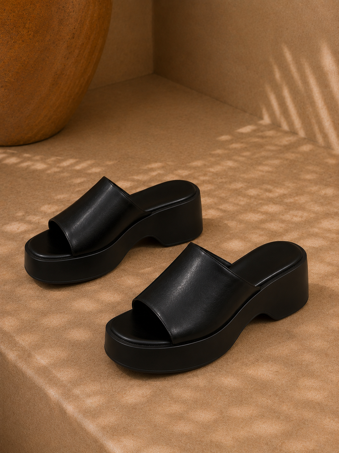 Sandales Plateformes Noires – Style Minimaliste & Chic