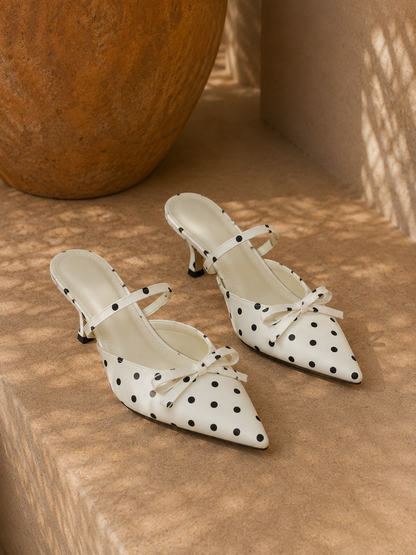 Mules à Talons Pois Vintage – Élégance Féminine & Chic Intemporel