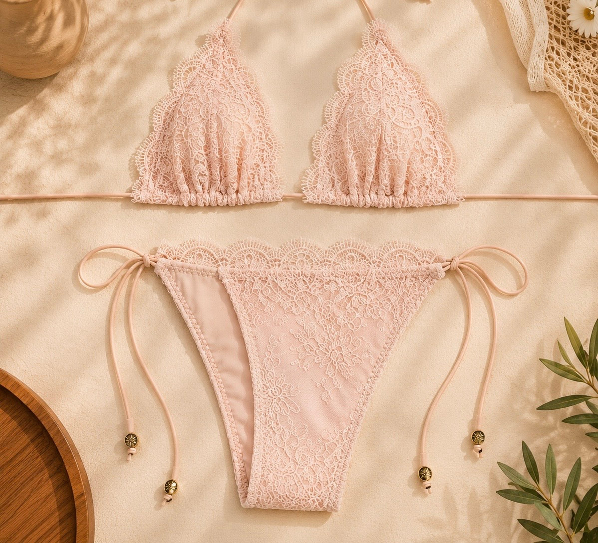 Maillot de Bain Dentelle Bohème Chic – Bikini Féminin & Élégant Été