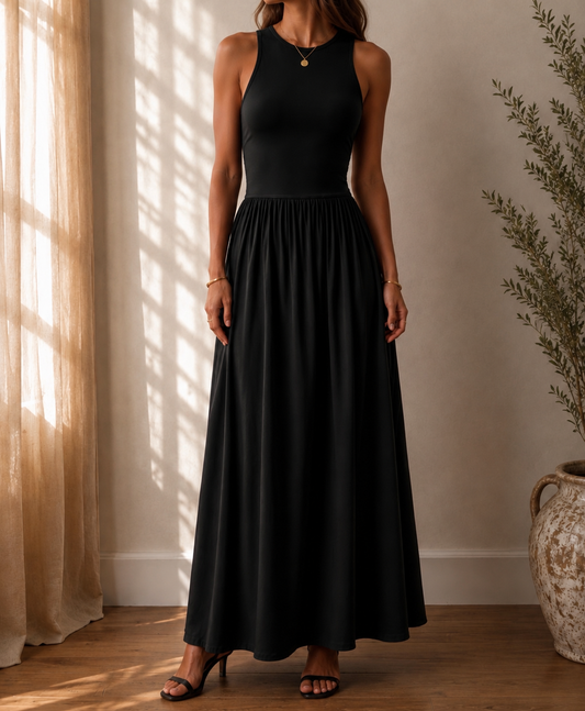 Robe longue noire minimaliste & élégante