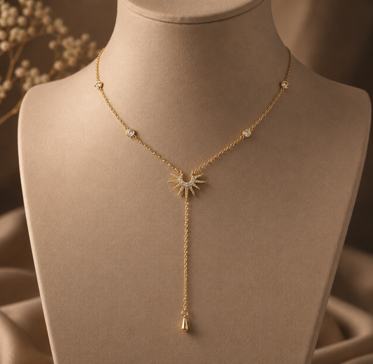 Collier Lune & Soleil – Acier Inoxydable Doré & Argenté