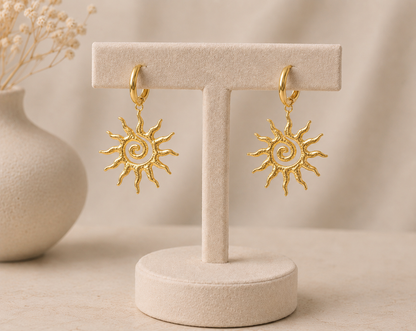 Boucles d’Oreilles Soleil – Acier Inoxydable Doré & Argenté