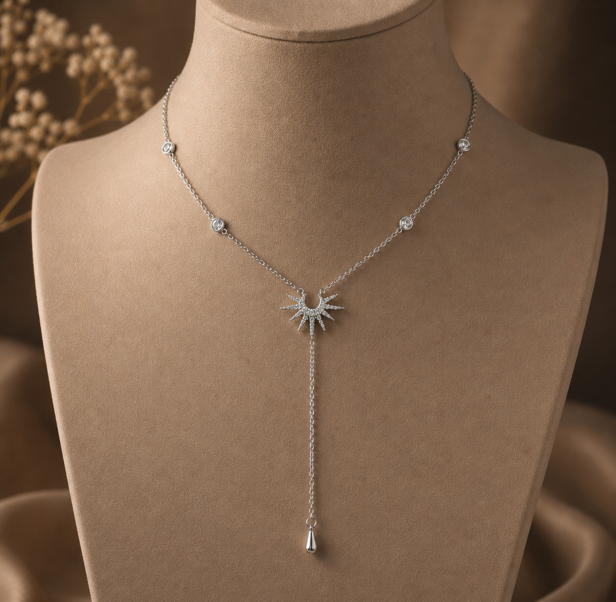 Collier Lune & Soleil – Acier Inoxydable Doré & Argenté