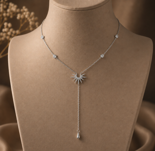 Collier Lune & Soleil – Acier Inoxydable Doré & Argenté