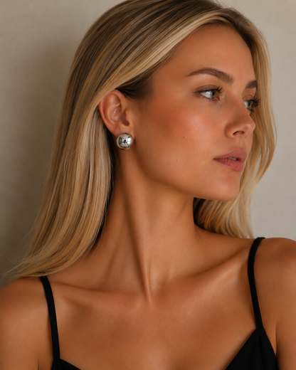 Boucles d’Oreilles Sphère – Acier Inoxydable Doré & Argenté