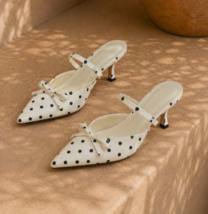 Mules à Talons Pois Vintage – Élégance Féminine & Chic Intemporel