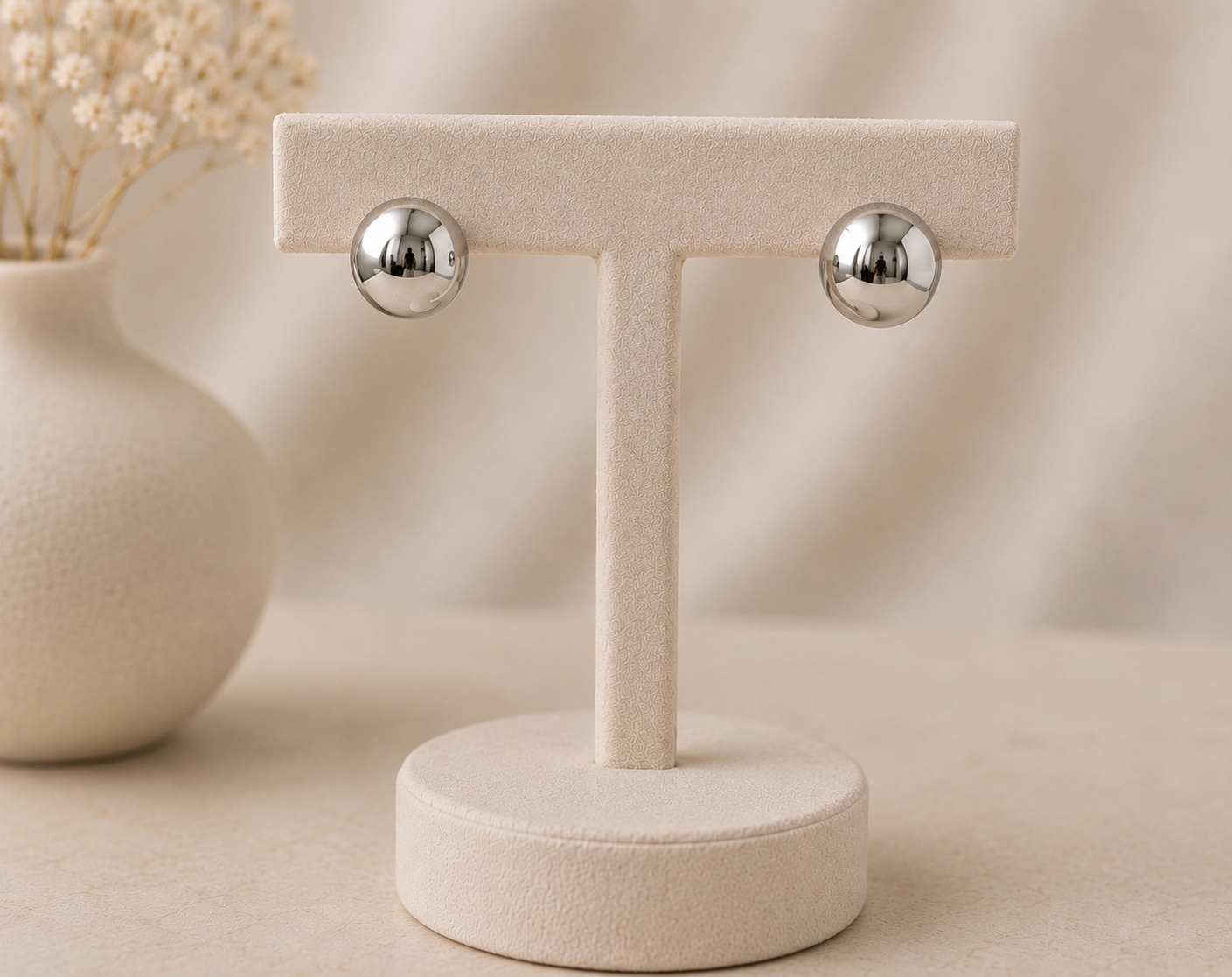 Boucles d’Oreilles Sphère – Acier Inoxydable Doré & Argenté