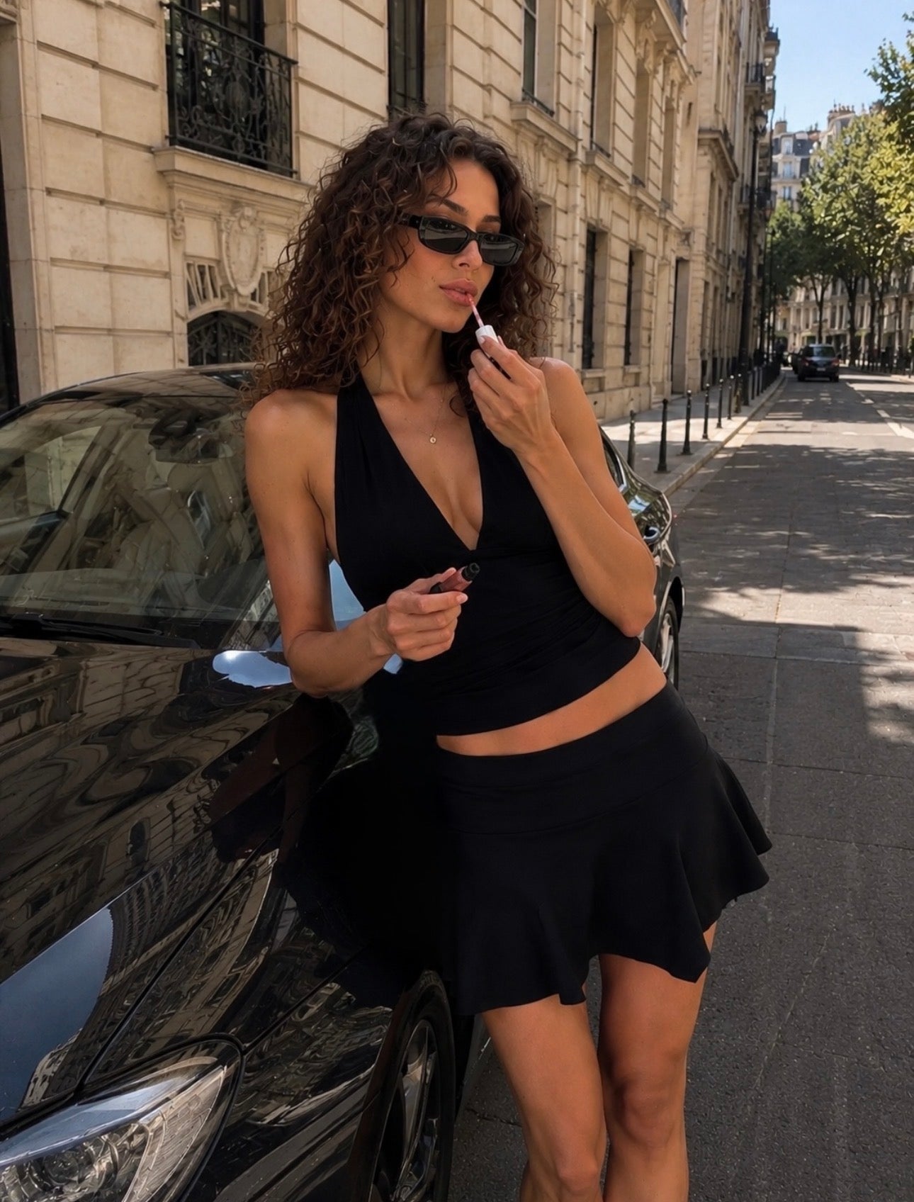 Haut noir femme style dos nu